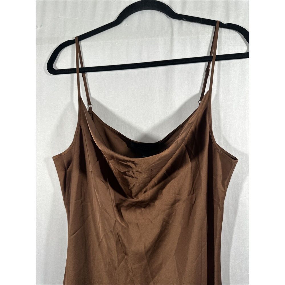 NWT $199 All Saints‎ [ 10 US ] Hadley Cowl Neck Midi Slip Dress Warm Brown - Picture 10 of 16